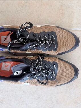 Veja Brown and Black Sneakers with Cream V Logo